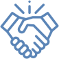 One-on-one leadership coaching icon depicting two people shaking hands.